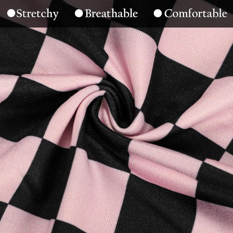 DILIMI Nursing Pillow Cover, Stretchy Removable Case for Breastfeeding Pillows, Ultra Soft Comfortable Slipcover for Baby Girl and Boy, Black Pink Checkered - Image 3